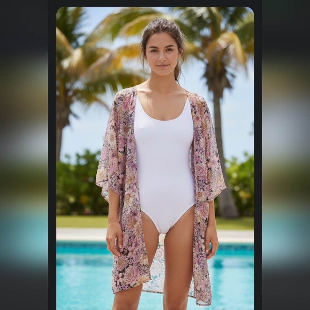 🌟NWT Floral Sanctuary Swim Shee Cardigan Top